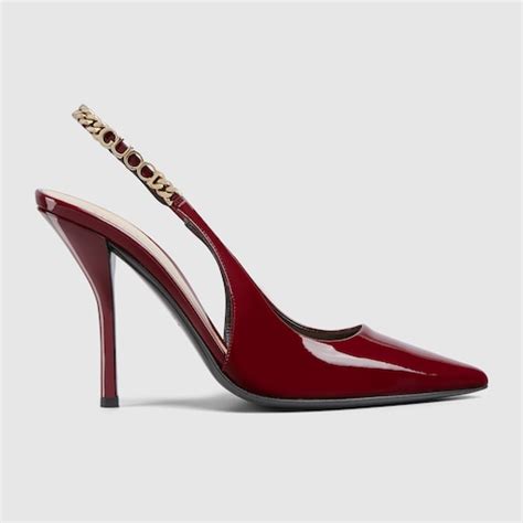 Gucci Signoria slingback pump in Rosso Ancora patent leather